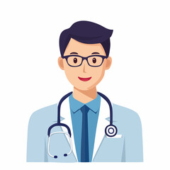Fototapeta premium Cartoon Doctor with Stethoscope and Glasses