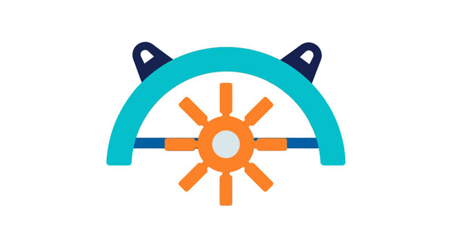 Colorful cat ears combined with ship steering wheel illustration.