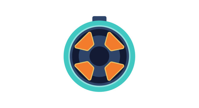 Colorful circular radiation warning hazard symbol icon.