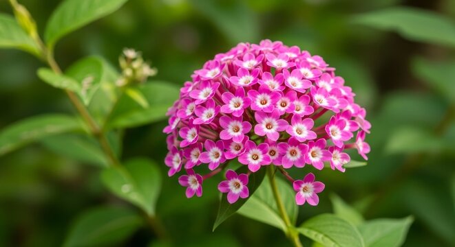 Close-up of a Pink Pentas Flower Head in Full Bloom.