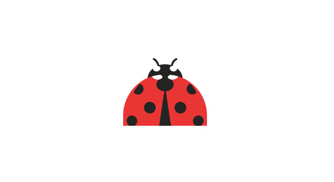 Cute red ladybug illustration with black spots and antennae.