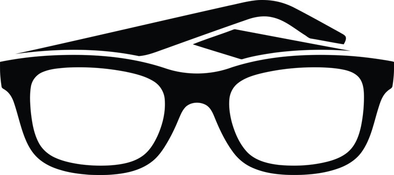 Stylish eyeglasses vector silhouette icon for vision correction and fashion accessory .