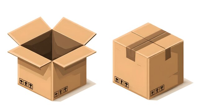 Open and Closed Cardboard Boxes for Shipping and Storage.