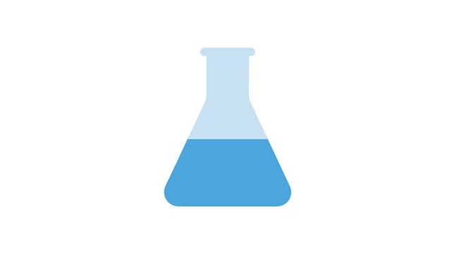 Illustration of a Glass Laboratory Erlenmeyer Flask with Liquid.