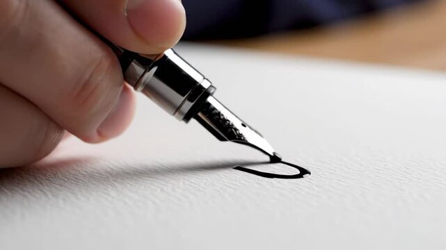 Hand holding pen writing on paper.