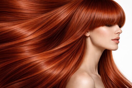 Flowing Red Hair Beauty Portrait Background Detail. Ai generative