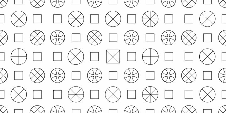 geometric pattern with circles and squares minimalist monochrome design on white background
