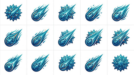 Collection of blue icy meteors and comets. © Mamad
