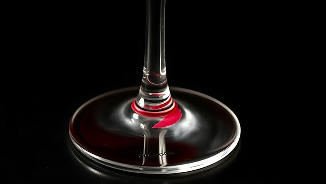 A wine glass rim with a lipstick mark on a dark surface.