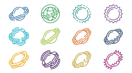 Collection of Celestial Body Icons in Various Styles. © Mamad