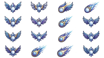 Collection of Cosmic and Winged Emblems and Symbols. © Mamad