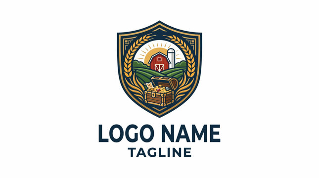 Logo template with shield and emblem.