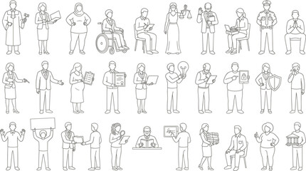 Fototapeta premium People Professions Set Professional Business Thin Line Icons