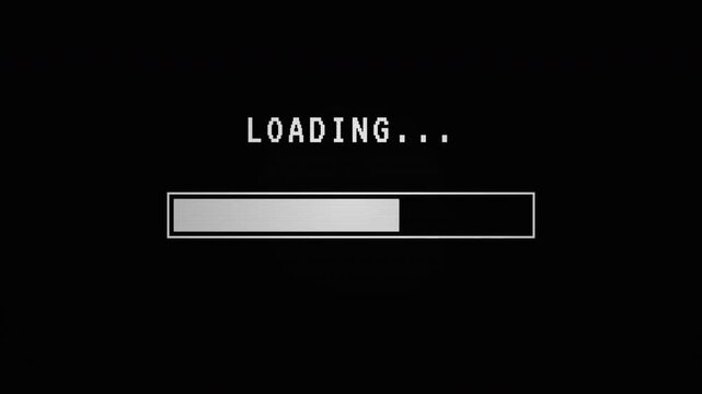 Glitching Progress Bar Animation, Retro Pixel Art Loading Screen, Data Corruption, 8-bit Digital Damage, System Error Buffer, Vintage Computer Interface, Static Noise 4k video