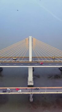 Vertical Aerial Shot of Atal Setu Bridge Goa India