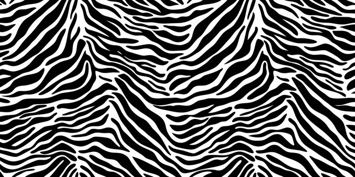 Seamless black and white zebra stripes pattern abstract animal print design