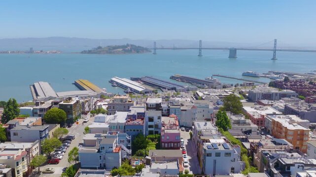San Francisco North Beach Aerial With Bay Bridge and Waterfront