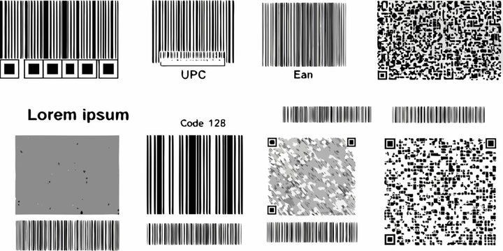 collection of barcode and qr code symbols vector illustration on a white background