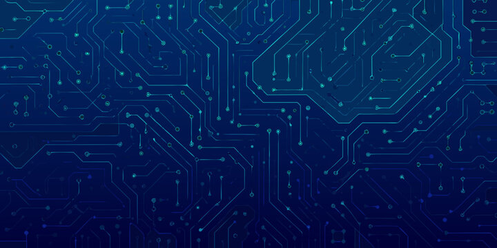futuristic circuit board pattern with glowing blue lines and connections technology background