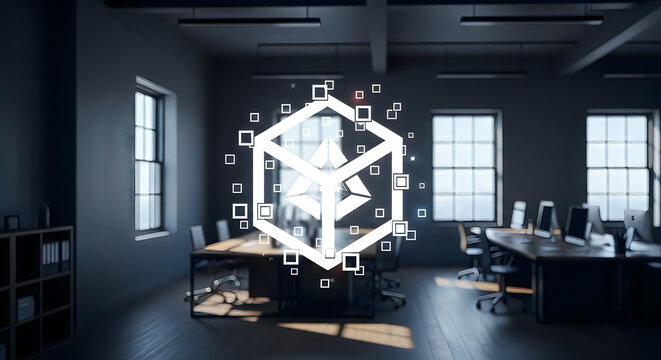 Ai driven business workspace with futuristic interface