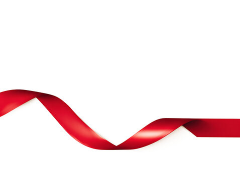 Elegant red ribbon decoration with transparent background PNG