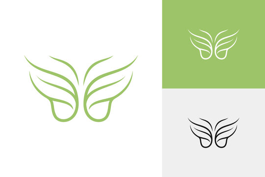 Abstract Butterfly with Leaf Outline style For Organic Wellness And Nature Spa Logo Icon Design