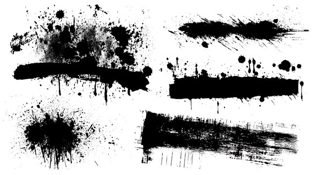 Distressed black ink smudges with creative grunge texture PNG