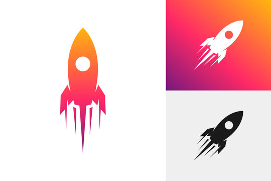 Rocket Ship Fast Launch For Technology Startup Logo Icon Design
