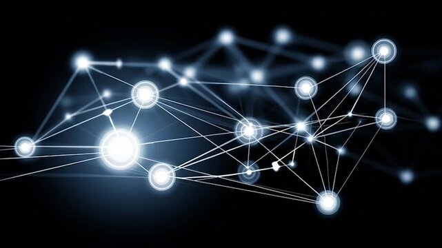 Global network on Earth concept Abstract business connection of lines from nodes It is connected to endless nodes and represents the innovation of communication in the networking