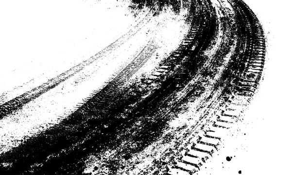 Car wheel tread background with grunge skid mark effect PNG