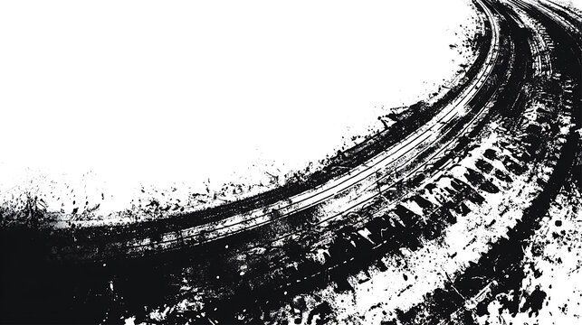 Rough tire track streaks with realistic wheel tread texture PNG