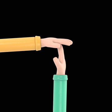 Businessman hands signaled a break from work.Gesture hands time-out isolated .3D rendering on black Screen for footage and clipping path.