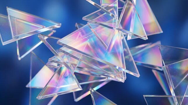 Abstract Geometric Prism Triangles with Rainbow Light Refractions - Clean Design