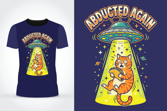 Funny cat ufo abduction t shirt design