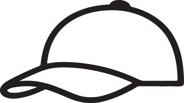 Minimal line cap icon vector isolated on white background for fashion and casual wear design.