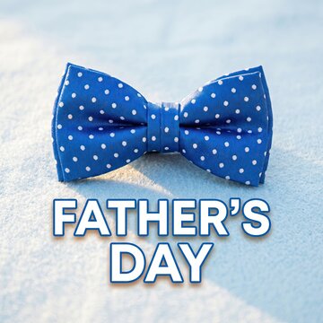 Father's Day Stylish Blue Polka Dot Bow Tie Isolated on White Background