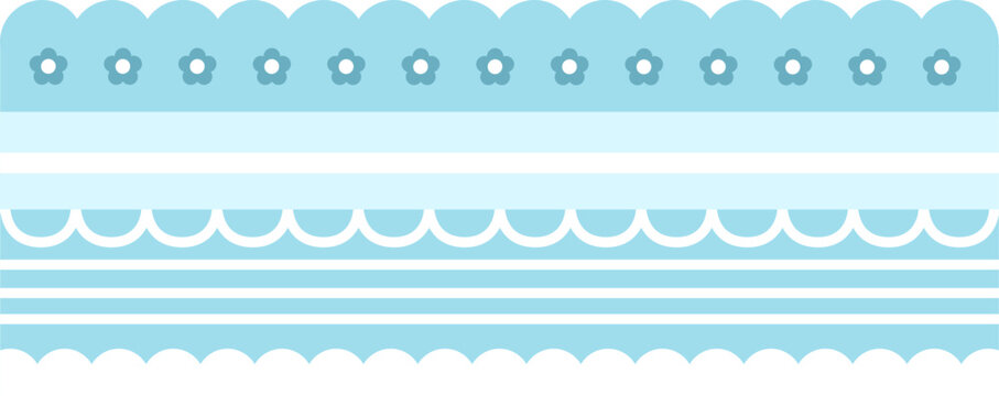 Blue decorative pattern border with flowers