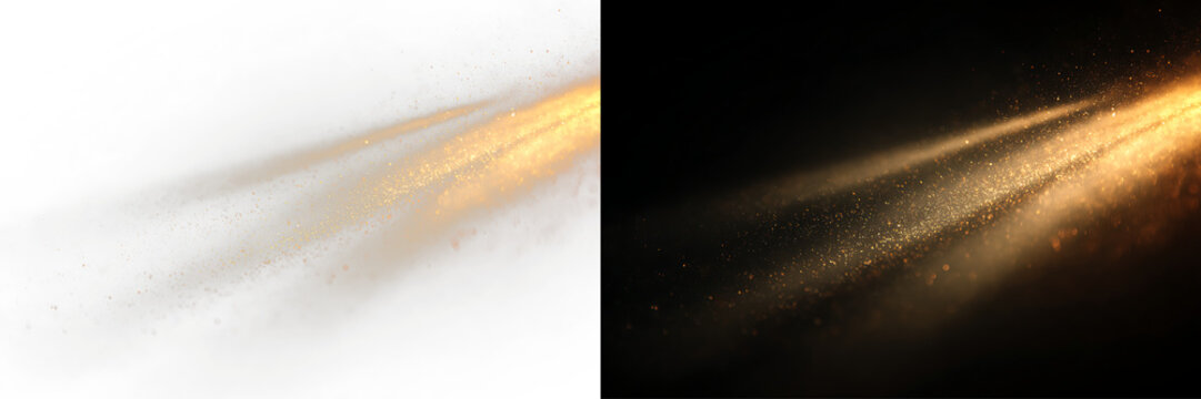 Warm golden illumination beams with floating shimmer haze PNG