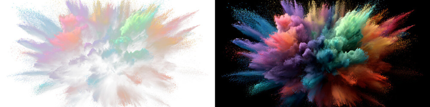 Colorful rainbow dust overlay with dynamic paint burst PNG