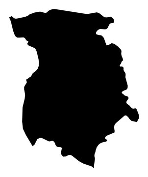 A contour map of Marijampole County. Lithuanian county silhouette