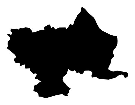 A contour map of Utena County. Lithuanian county silhouette