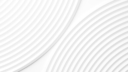 Minimalist white abstract background with 3D curved wave lines pattern. Elegant futuristic corporate architecture texture digital render wallpaper