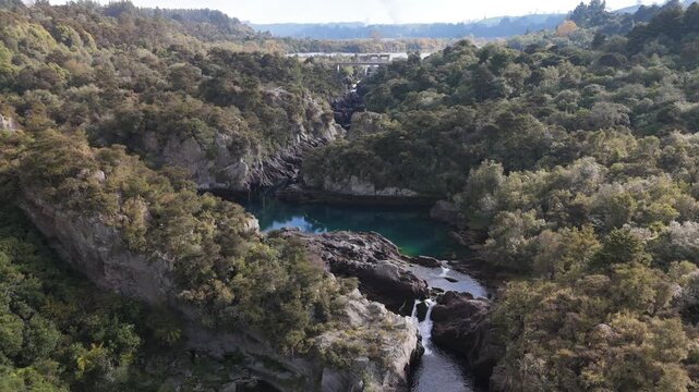 Aerial Aratiatia Gorge Looking Back Toward Dam Waikato River New Zealand