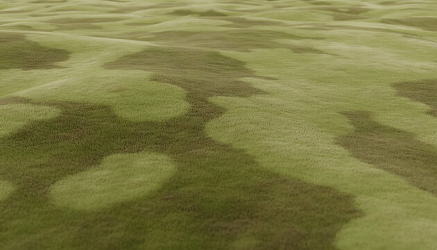 Abstract aerial view of a textured ground with patchy green and brown patterns resembling camouflage.