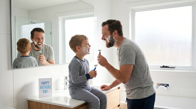 Happy Family Celebrating Father&rsquo;s Day at Home
