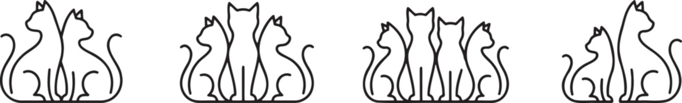 Abstract tall vertical cat silhouettes for artistic layouts