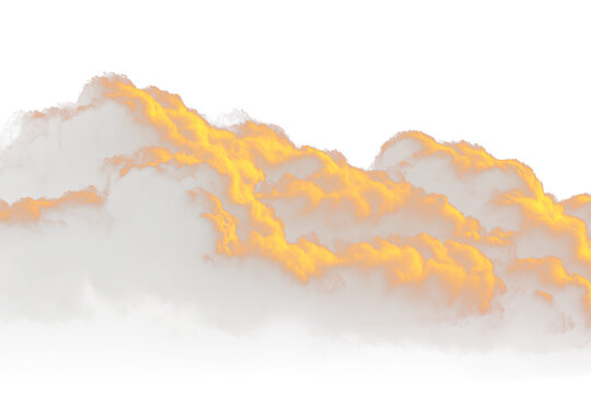 Yellow fluffy clouds isolated transparent sunset background PNG