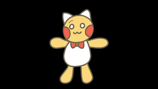 Cute Waving Cat Loop Animation with Transparent Background