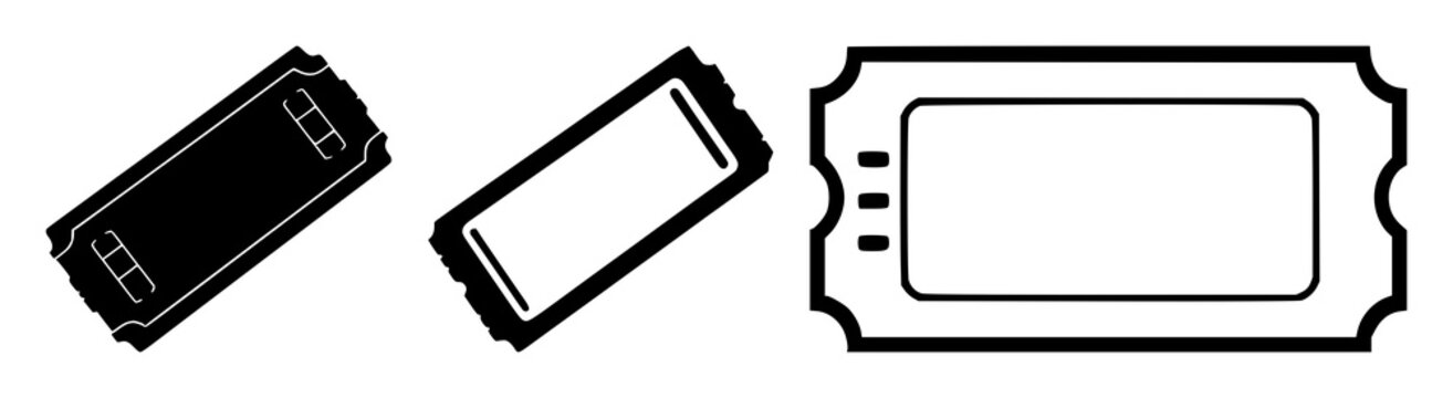 Ticket booking icon set with solid black imagery on white background featuring booking, travel, reservation with arrow and calendar