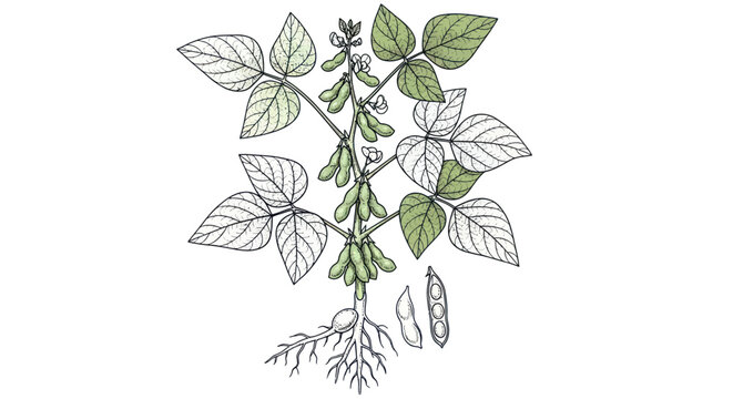 Detailed drawing of soybean plant.